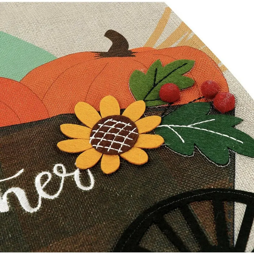 Thanksgiving Day Hanging Flag Banner Burlap Wall Art Decor Thanks Pumpkin